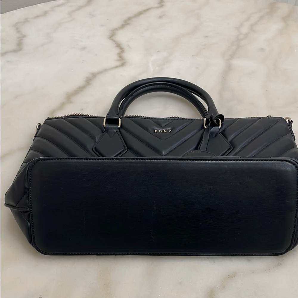 DKNY Black Chevron Quilted Satchel - Picture 3 of 5